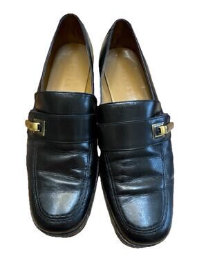Lauren Ralph Lauren Women’s 9b Black, Block-heel “heather” Loafer Preppy Classic